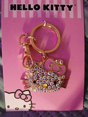 Hello Kitty Pink and Gold Crystal Key & Card Holder Charm